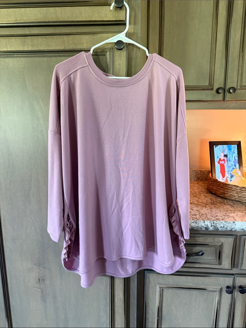T.J.Maxx Mauve Long-Sleeve Ruffle Side Hem Top